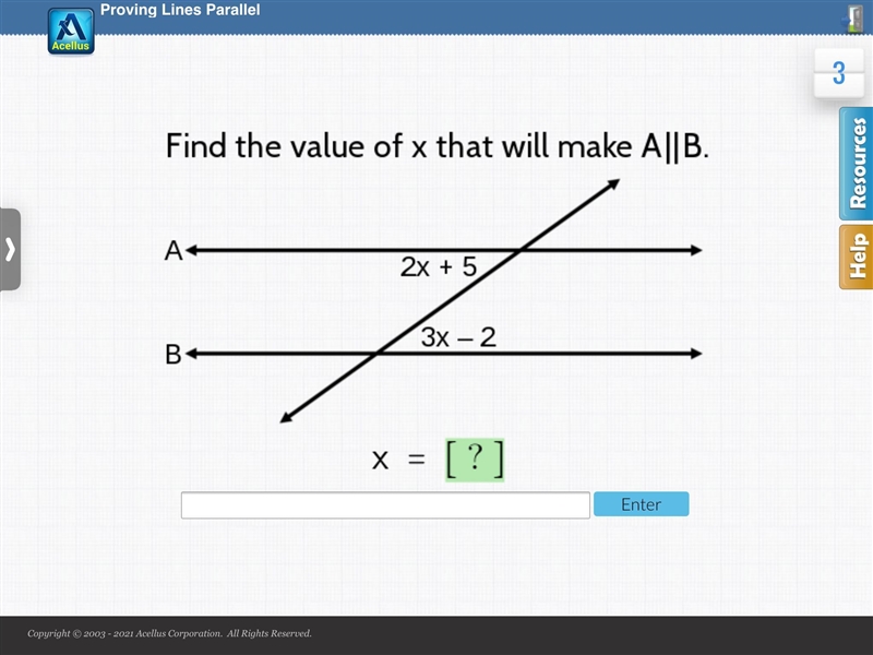 Find the value of x that will make A||B-example-1