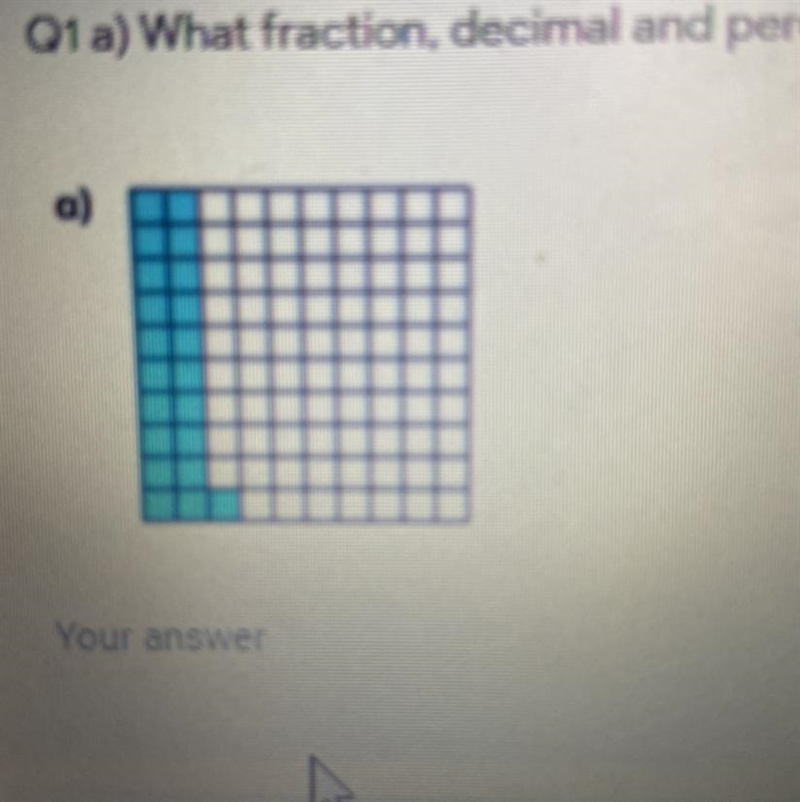 Q1a) What fraction, decimal and percentage of the diagram is shaded? 3 points Your-example-1