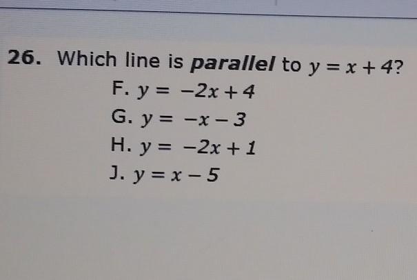 Which line is parallel to y = x + 4​-example-1