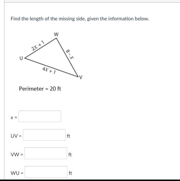 Find the length of the missing side, given the information below. PLEASE HELP I NEED-example-1