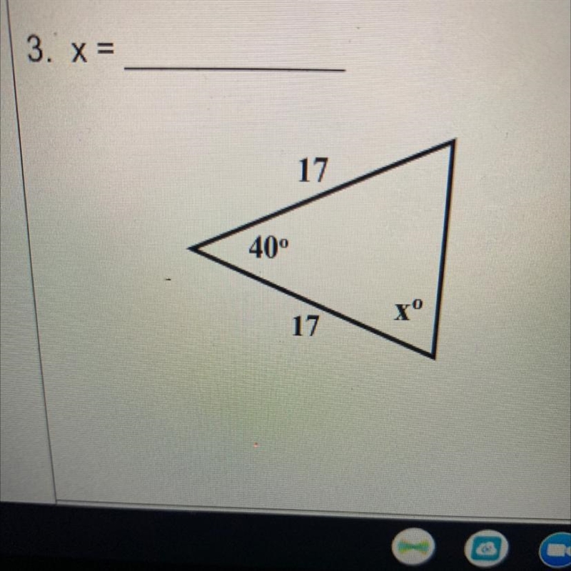 ￼Find x. Isosceles triangle theorems.-example-1