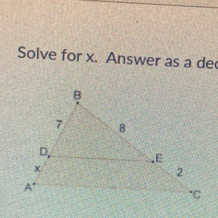 Solve for X. Answer as a decimal.-example-1