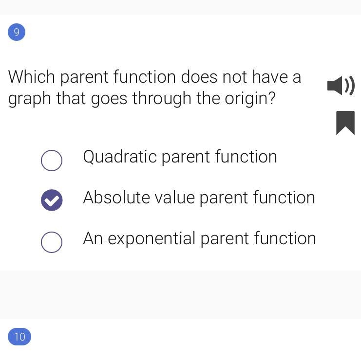 Which parent function does not have a graph that goes through the origin? Helpppp-example-1