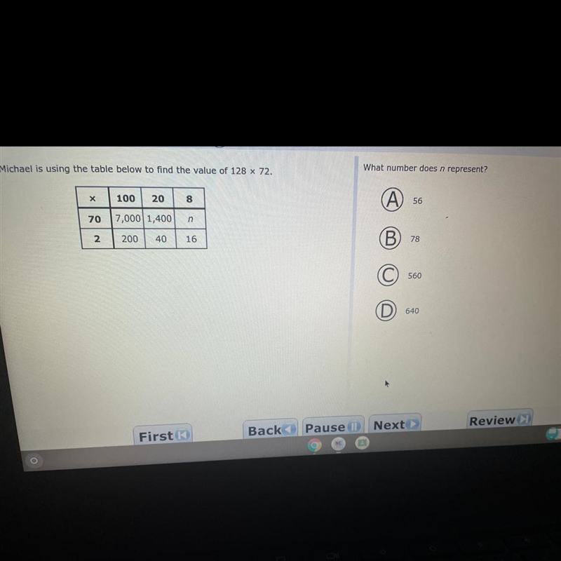 Micheal is using the table below to find the value of 128 x 72 . Thank you to anyone-example-1