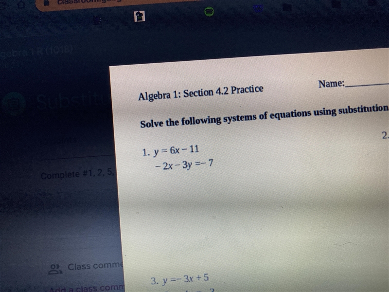 Systems of equations needs to be solved in substitution form I will give five stars-example-1