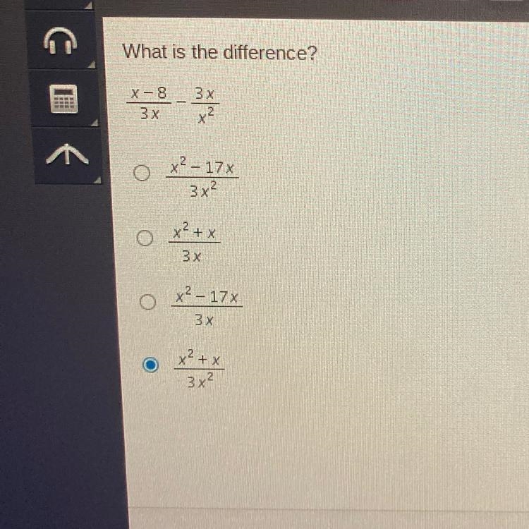 What is the difference? X-8/3x - 3x/x^2-example-1