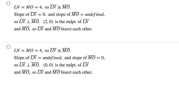 PLEASE HELP! The vertices of square LMNO are L(0, 2), M(2, 0), N(0,−2), and O(−2, 0). Which-example-2