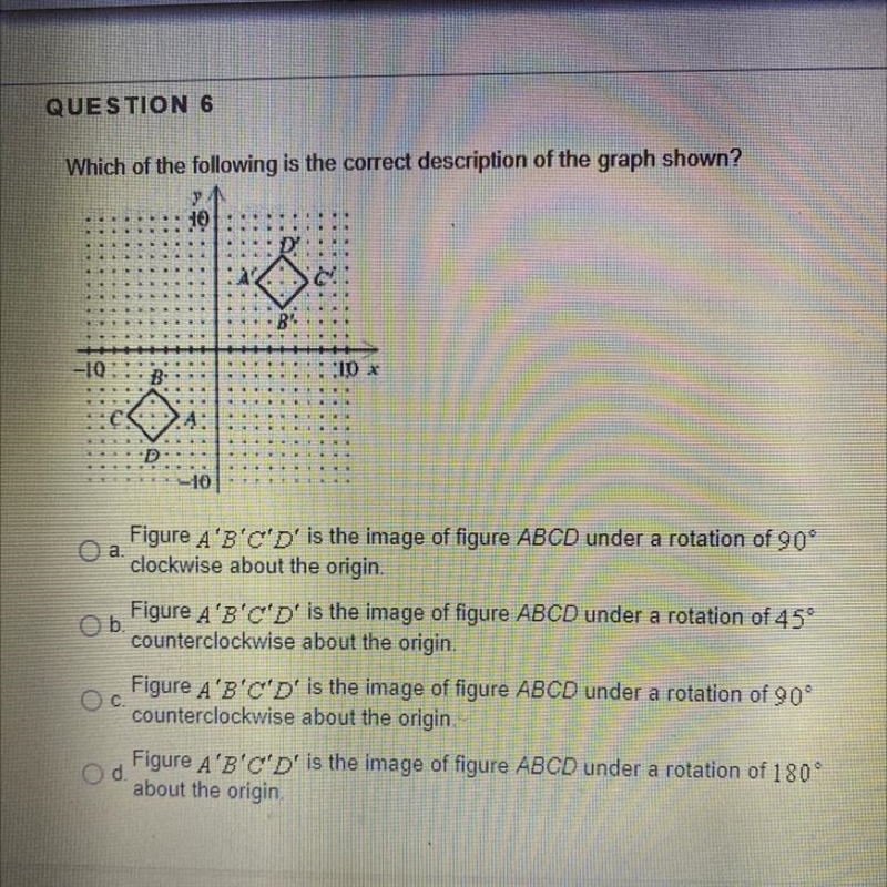 QUESTION 6 Which of the following is the correct description of the graph shown? a-example-1