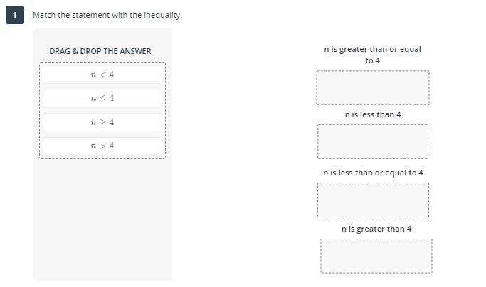 Match the statement with the inequality.-example-1