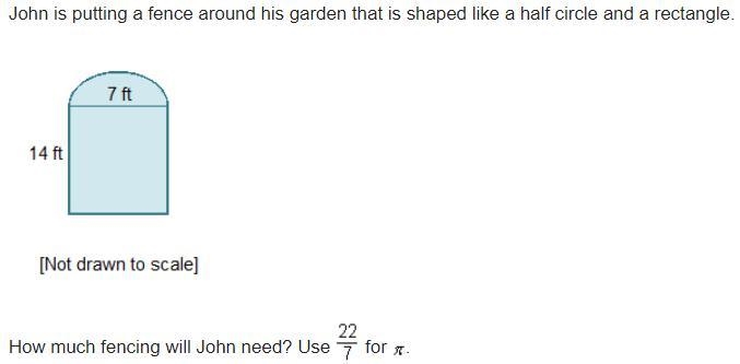 John is putting a fence around his garden that is shaped like a half circle and a-example-1