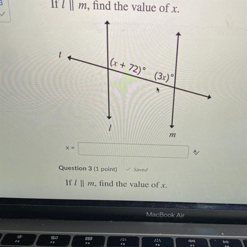 If l || m, find the value of x-example-1