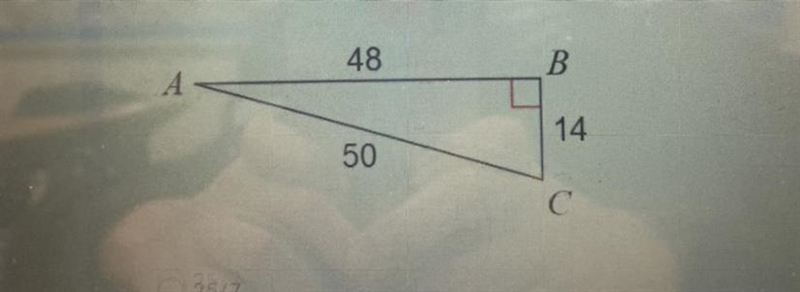 What is the ratio of cosine of C? A 24/7 B 24/25 C 7/25 D 25/24-example-1