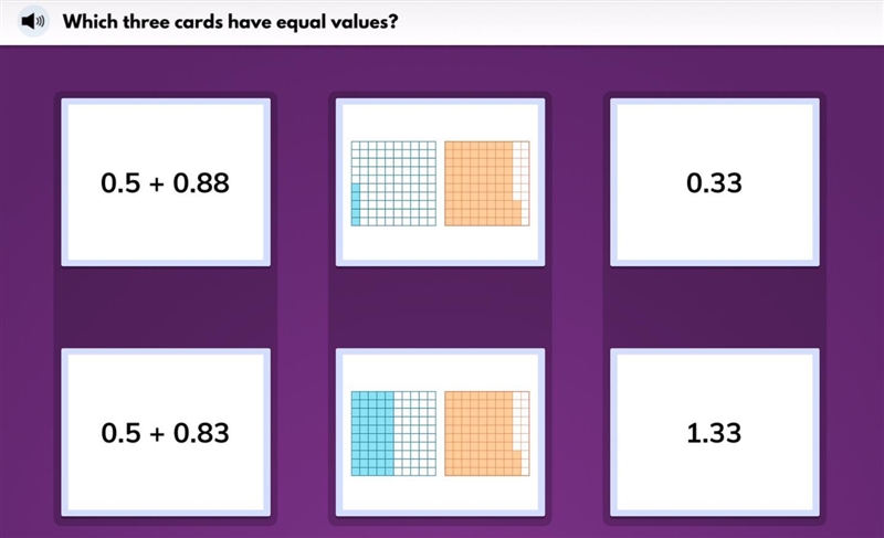 Which three cards have an equal value-example-1