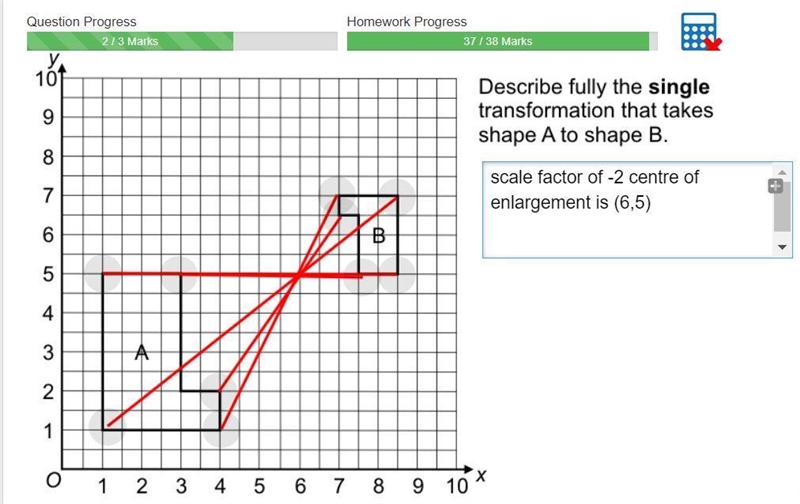 Describe fully the single transformation that takes shape A to shape B. I've managed-example-1