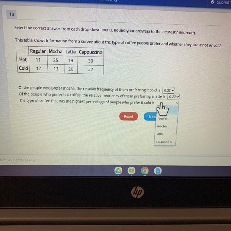 25 POINTS! Select the correct answer from each drop-down menu. Round your answers-example-1