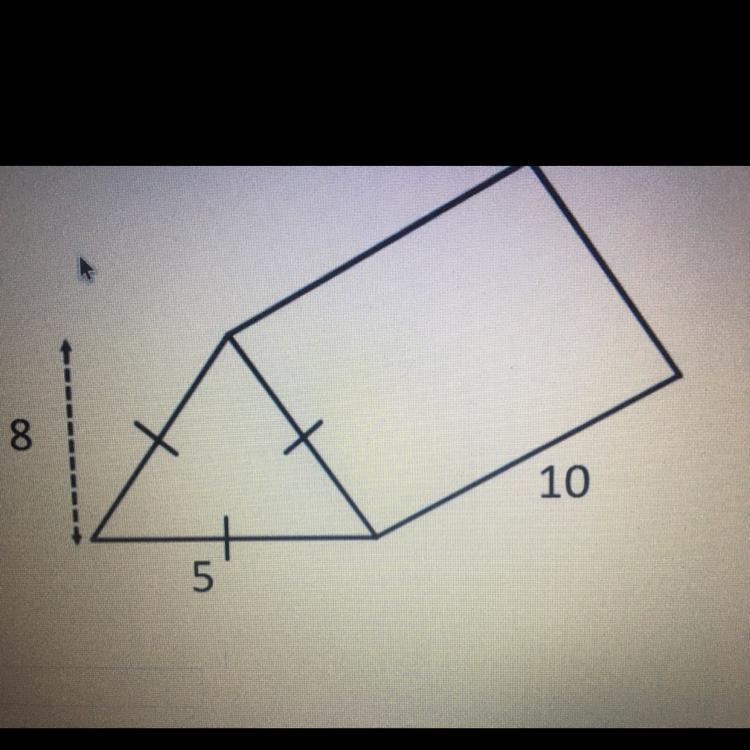 Please help!!! Find the surface area of the prism below. Do not put units in your-example-1