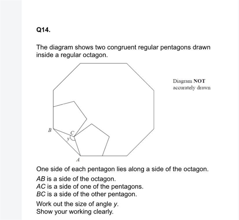 One side of each pentagon lies along a side of the octagon. AB is a side of the octagon-example-1