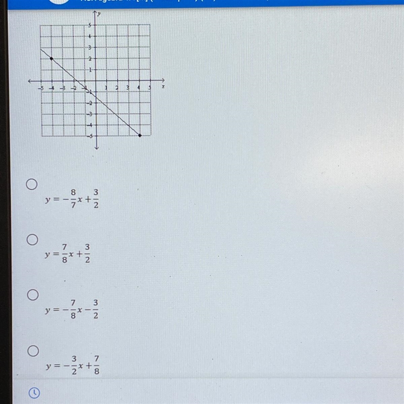 Write the slope-intercept form of the equation for the line-example-1