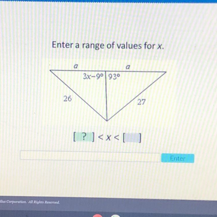 Enter a range of values for x. a a 3x-90 930 26 27 [? ]-example-1