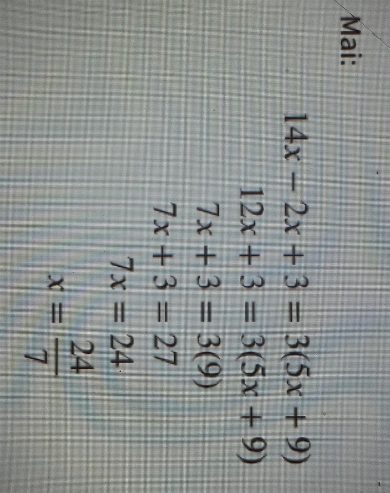 Find the incorrect step in Mai's solution. Circle the step and then explain what she-example-1