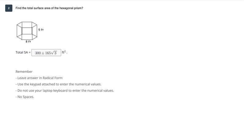 Find the total surface area for the hexagonal prism?-example-1