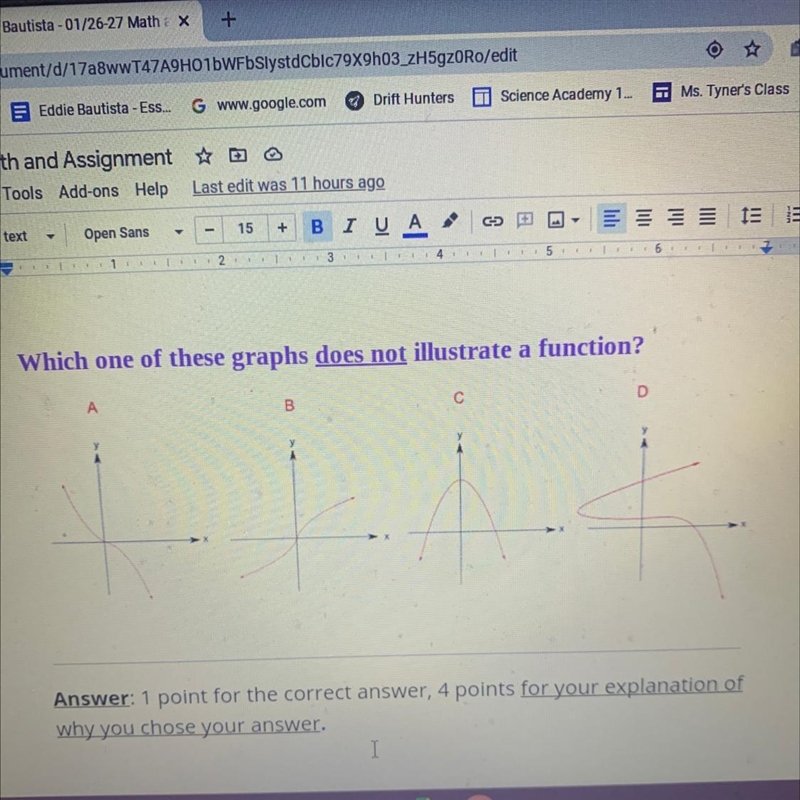 Which one of these graphs does not illustrate a function? And why-example-1