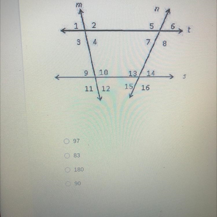 If angle 2 is 97 what is the measurement of angle 1-example-1