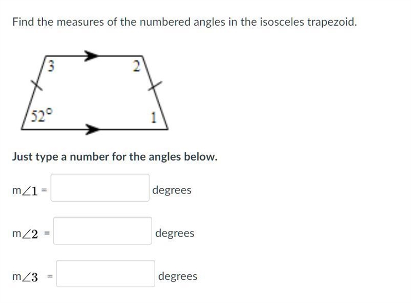 Find the measures of the numbered angles in the isosceles triangle-example-1