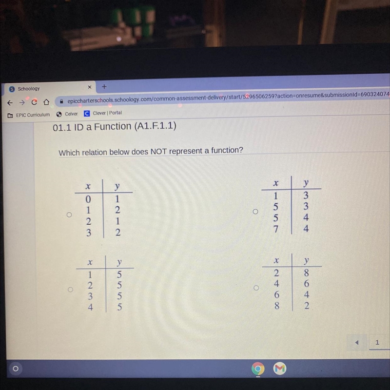 Which relation below does not represent a function-example-1