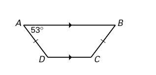 ABCD is an isosceles trapezoid. measure of angle b= measure of angle d= measure of-example-1