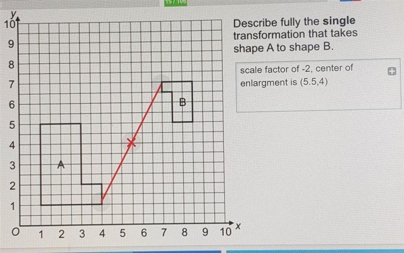 Describe fully the single transformation that takes shape A to shape B.​-example-1