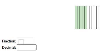 Enter the fraction using tenths and the decimal by the model.-example-1