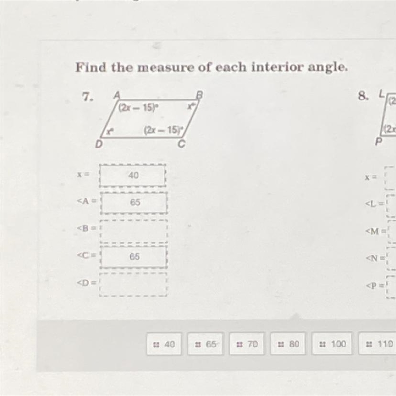 Find the measurement of each interior angle-example-1