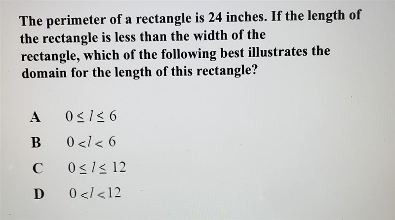 The perimeter of a rectangle is 24 inches. If the length of the rectangle is less-example-1