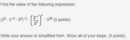 Need help Find the value of the following expression: (38 ⋅ 2−5 ⋅ 90)−2 ⋅ 2 to the-example-1