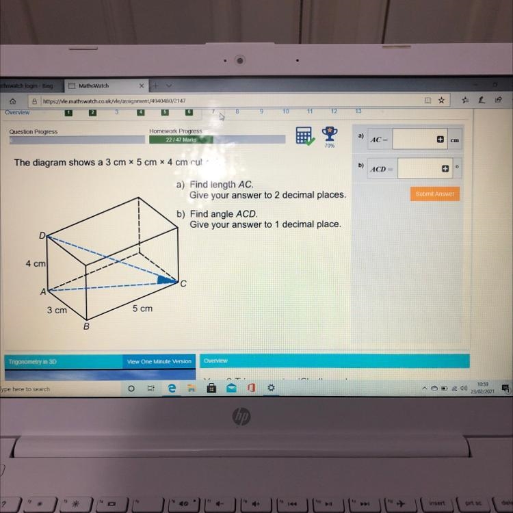 The diagram shows a 3 cm x 5 cm x 4 cm cuboid-example-1