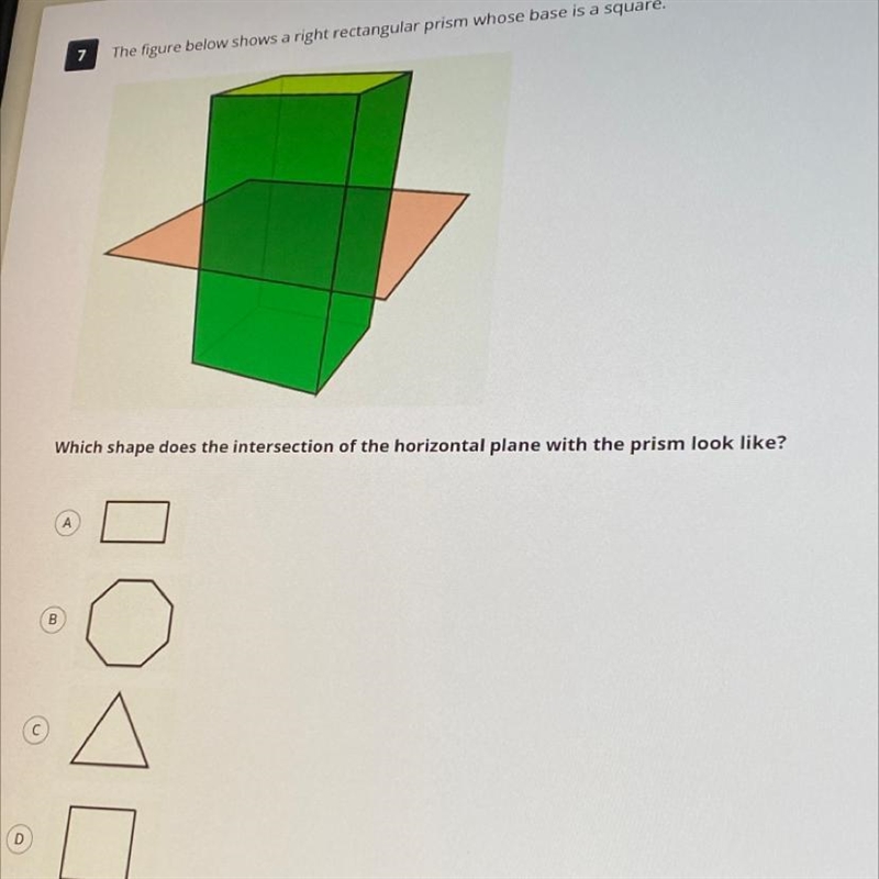 7. The figure shows a right rectangular prism whose base is a square...-example-1