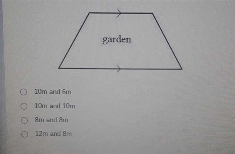 Billy is building a frame for his father's Garden in the shape of an isosceles trapezoid-example-1