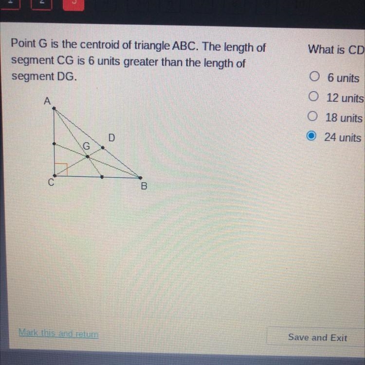 What is CD? O 6 units O 12 units O 18 units O 24 units-example-1