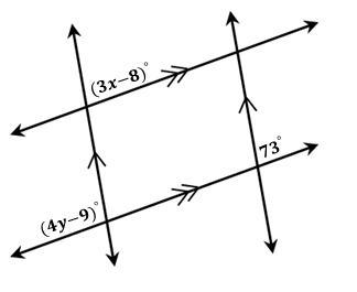 Use the diagram below to solve for x and y. Please help! Fast if possible.-example-1