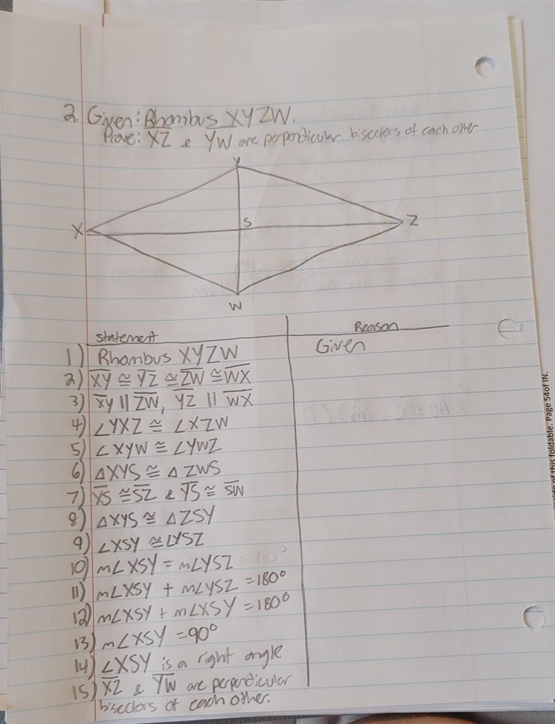 What are the reasons for this Geometry Proof in order of occurrence? ​-example-1