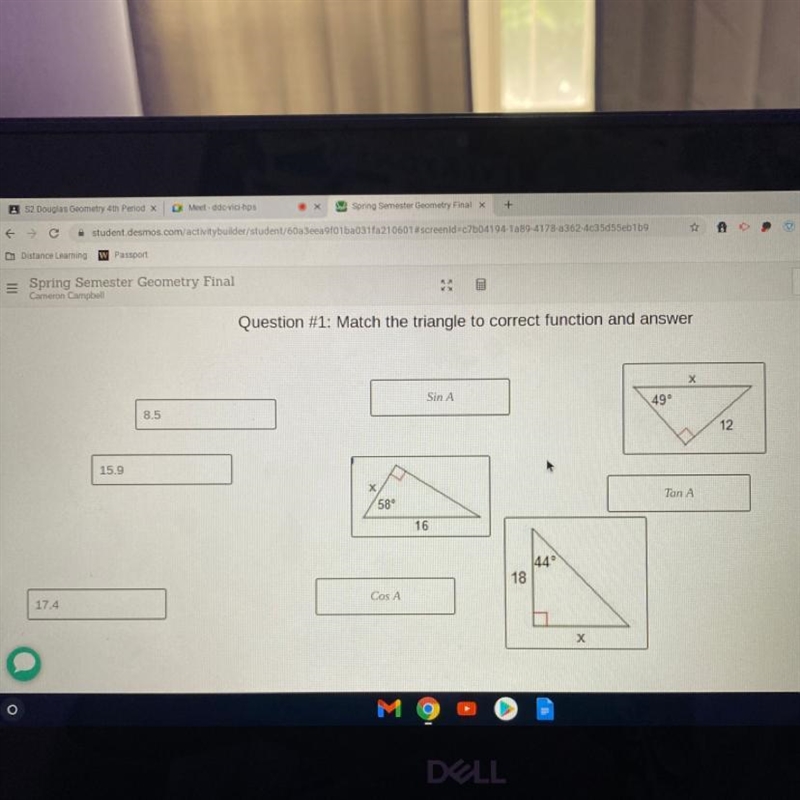 Question mark 1: Match the triangle to correct function and answer-example-1