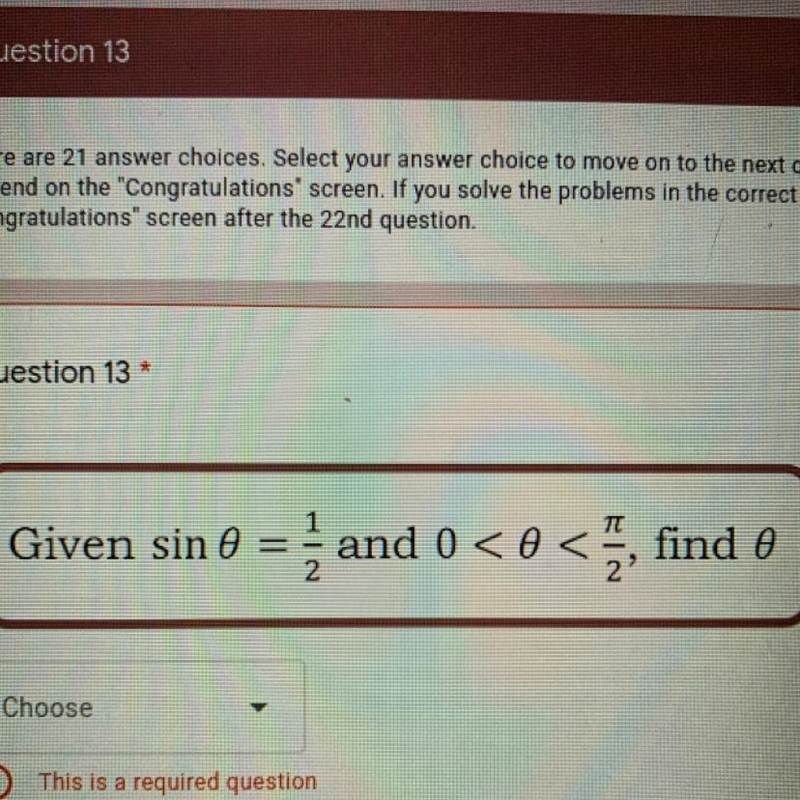 PLEASE HELPP!!! given sin 0 = 1/2 and 0 < 0 < pi/2, find 0-example-1