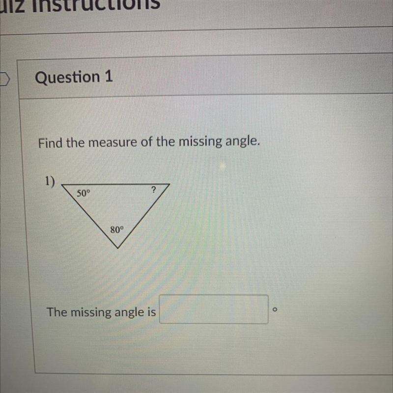 Find the measure of the missing angle.-example-1