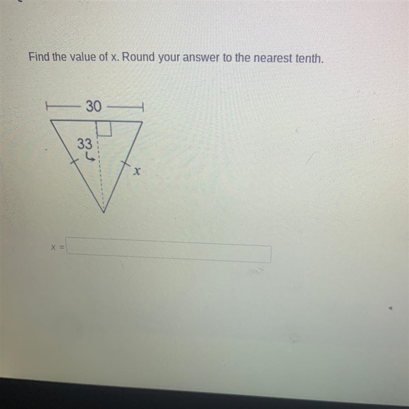 Find the value of x. Round your answer to the nearest tenth.-example-1