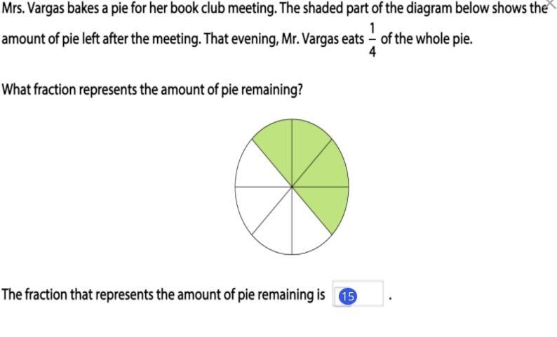 Miss Bee bakes a pie for her book club meeting the Shaded part of the diagram shows-example-1