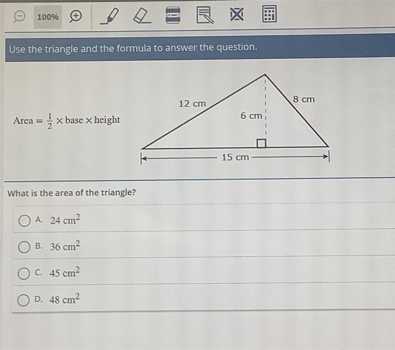 PLSS HELP ME ASAP!!! What is the area of the triangle?-example-1