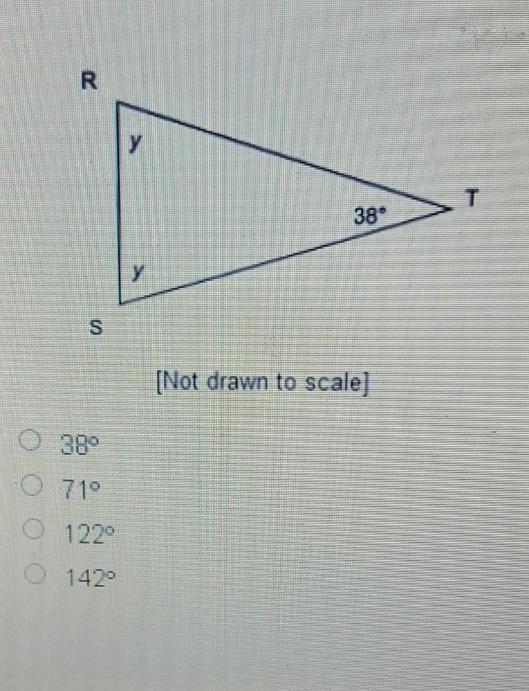 In isosceles Triangle RST below what is the value of y​-example-1