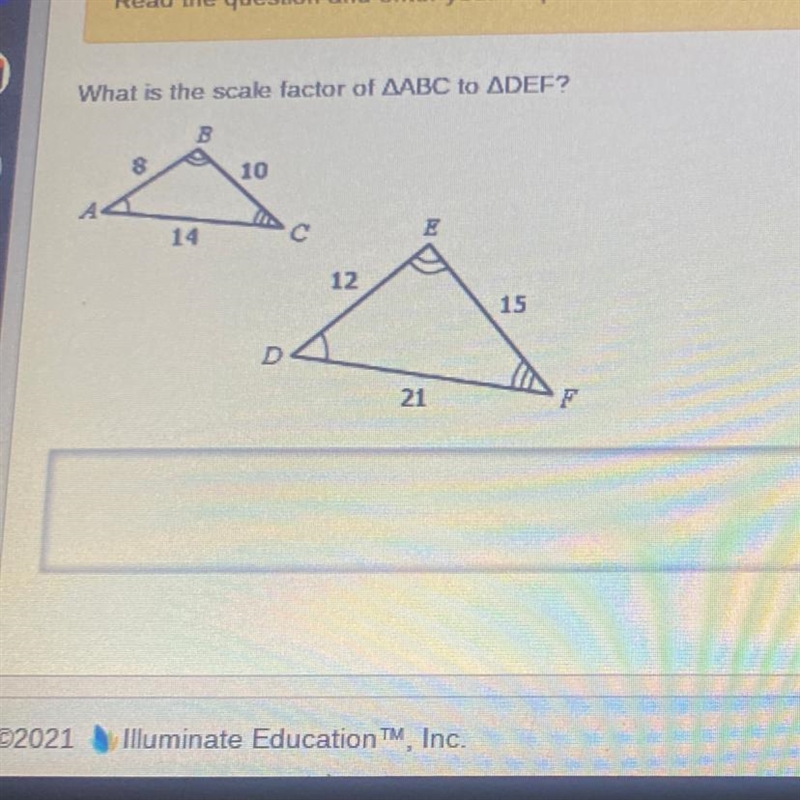 What is the scale factor of AABC to ADEF?-example-1