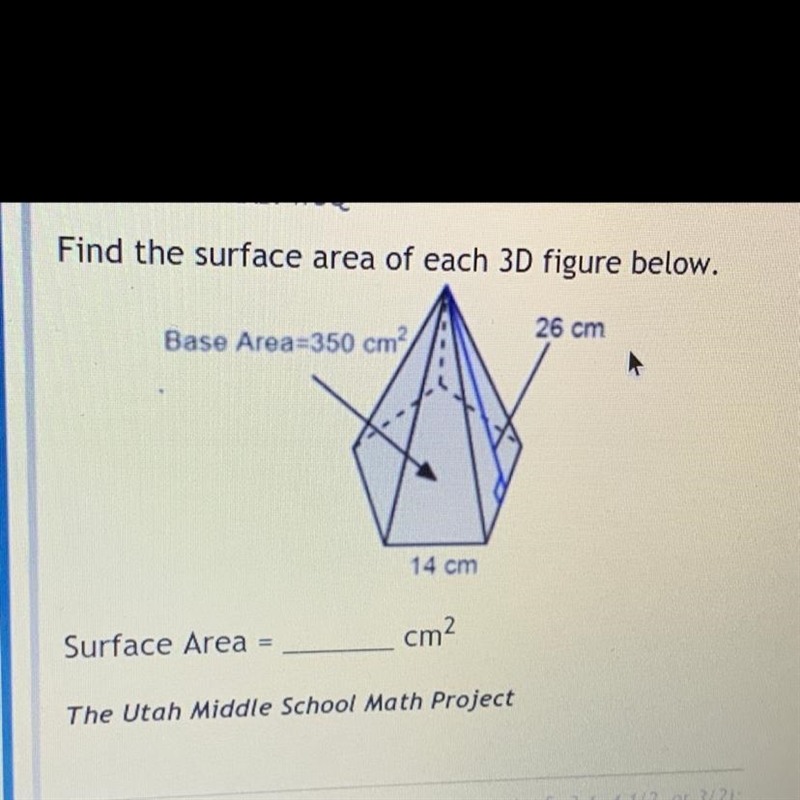 I need help with this. Find the surface area of each 3D figure below.-example-1